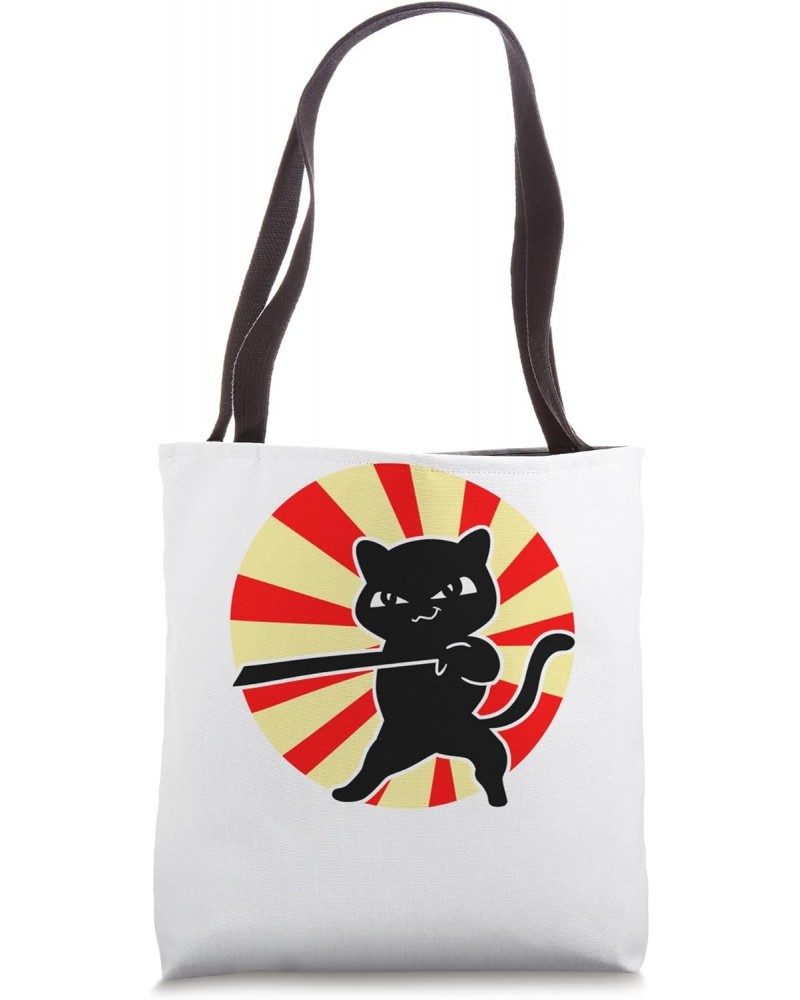 Cat Bushido Ronin Japanese Samurai Tote Bag $16.21 Totes