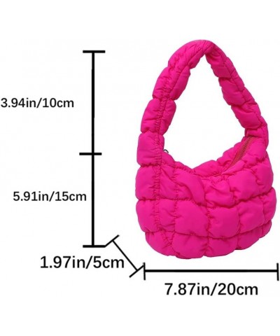 Quilted Tote Bag for Women Small Puffer Handbag Lightweight Pleated Cloud Bag Nylon Padding Quilted Satchel Handbags 09-rose ...