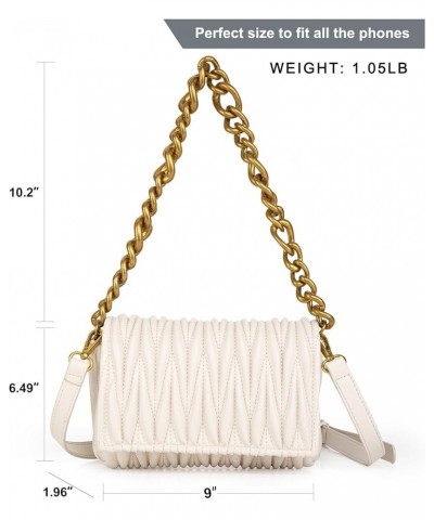 Quilted Handbags for Women Crossbody Bags Trendy Small Purses and Top Handle Handbags Cream $10.00 Evening Bags