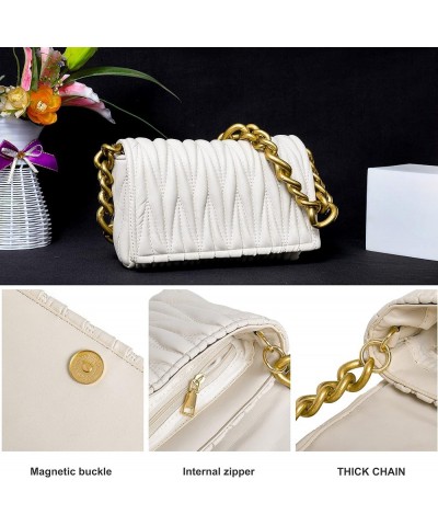 Quilted Handbags for Women Crossbody Bags Trendy Small Purses and Top Handle Handbags Cream $10.00 Evening Bags