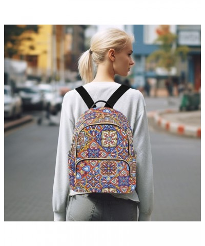 Mexican Talavera Ceramic Tile Backpack Purse for Women Anti-theft Small Fashion Travel Backpack with Strap Handbag Lady Purse...