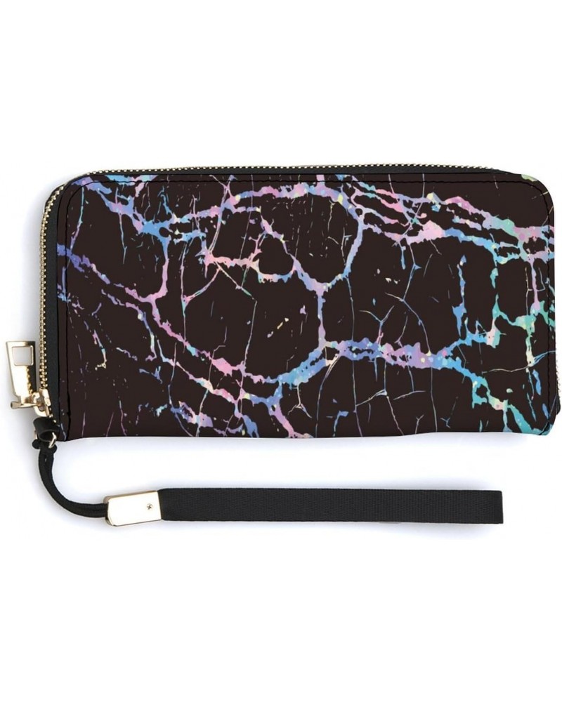 Abstract Rainbow Stripes Print RFID Blocking Wallet Slim Clutch Wristlet Travel Long Purse for Women Men $21.31 Wristlets