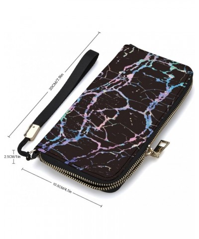 Abstract Rainbow Stripes Print RFID Blocking Wallet Slim Clutch Wristlet Travel Long Purse for Women Men $21.31 Wristlets