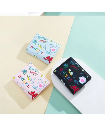 Kawaii Bifold Wallet for Girls Cute Cat Paw Print Coin Purse Small Leather Zipper Around Credit Card Holder ID Window Purse (...