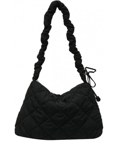 Aesthetic Puffer Bag Large Puffer Tote Bag Quilted Crossbody Bags for Women Chic Shoulder Bag (Purple) Black $17.67 Totes