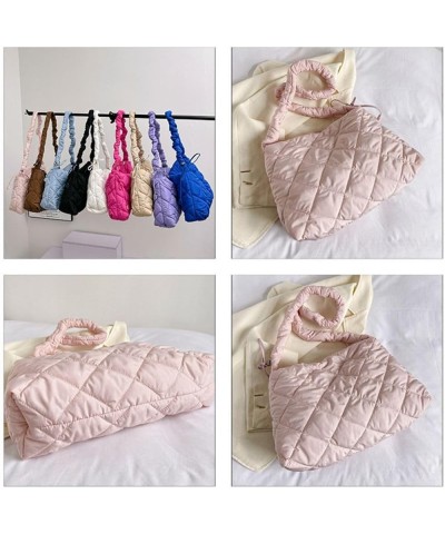 Aesthetic Puffer Bag Large Puffer Tote Bag Quilted Crossbody Bags for Women Chic Shoulder Bag (Purple) Black $17.67 Totes