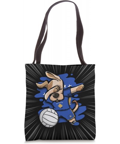 Funny Dabbing Dog Kosovo Volleyball Fans Jersey Kosovar Flag Tote Bag $9.78 Totes