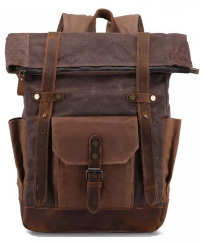 Men's Oil Waxed Canvas Backpack Outdoor Waterproof Travel Daypack-Coffee (Color : Denim Color) Coffee $50.98 Backpacks