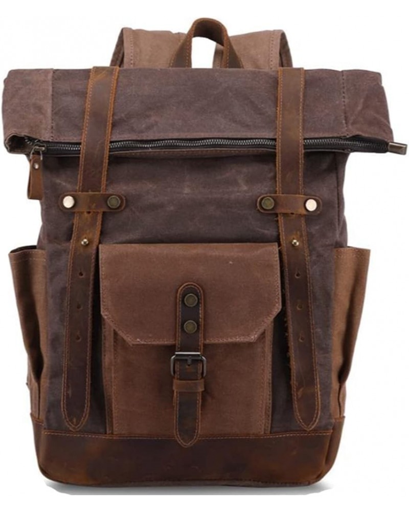 Men's Oil Waxed Canvas Backpack Outdoor Waterproof Travel Daypack-Coffee (Color : Denim Color) Coffee $50.98 Backpacks