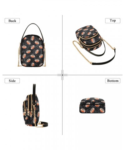 Chain Crossbody Bags for Women Quilted American Football Design Shoulder Bag Handbag Trendy Cross Body Cell Phone Crossbody P...