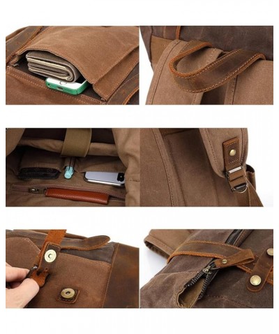 Men's Oil Waxed Canvas Backpack Outdoor Waterproof Travel Daypack-Coffee (Color : Denim Color) Coffee $50.98 Backpacks