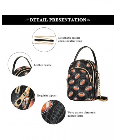 Chain Crossbody Bags for Women Quilted American Football Design Shoulder Bag Handbag Trendy Cross Body Cell Phone Crossbody P...