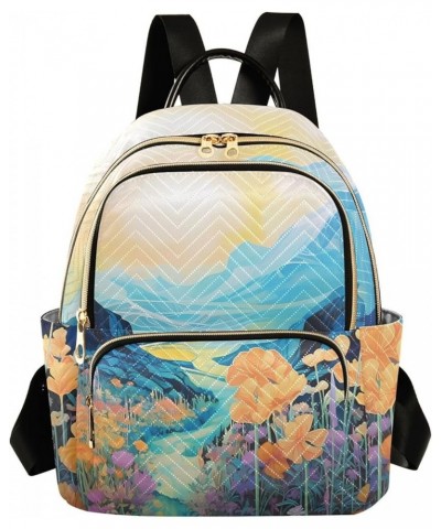 Hill Wildflowers Fashion Travel Backpack for Women Multi Pockets Lightweight Purse for Women-M Multicolor Small $14.00 Backpacks