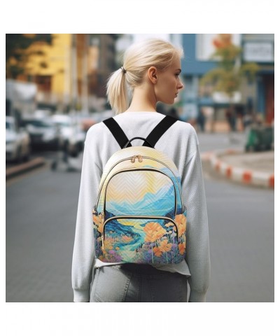 Hill Wildflowers Fashion Travel Backpack for Women Multi Pockets Lightweight Purse for Women-M Multicolor Small $14.00 Backpacks