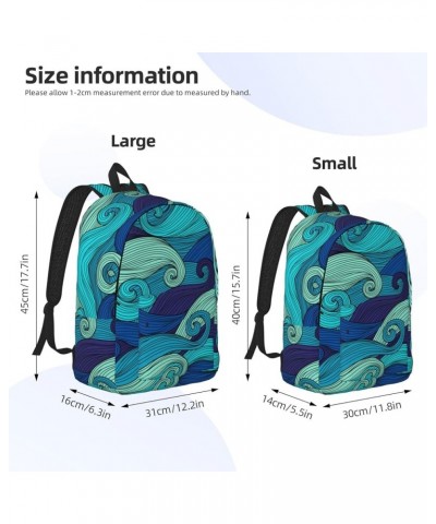 Ocean Stripe Pattern Print Unisex Canvas Backpack Cute Backpack For Travel Sports Casual Aesthetic Backpack Black Medium $22....