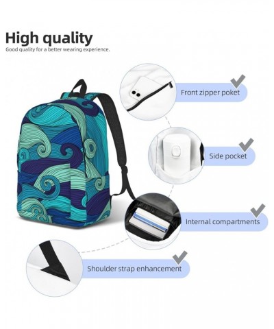 Ocean Stripe Pattern Print Unisex Canvas Backpack Cute Backpack For Travel Sports Casual Aesthetic Backpack Black Medium $22....