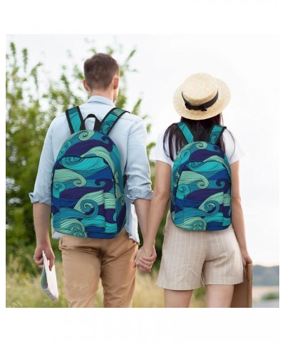 Ocean Stripe Pattern Print Unisex Canvas Backpack Cute Backpack For Travel Sports Casual Aesthetic Backpack Black Medium $22....