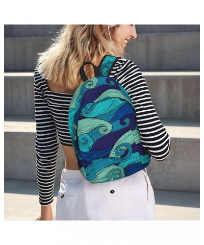 Ocean Stripe Pattern Print Unisex Canvas Backpack Cute Backpack For Travel Sports Casual Aesthetic Backpack Black Medium $22....