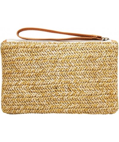 Women Casual Straw Clutch Bag Beach Purse Phone Bags Wristlet Handbag Yellow $10.24 Wristlets