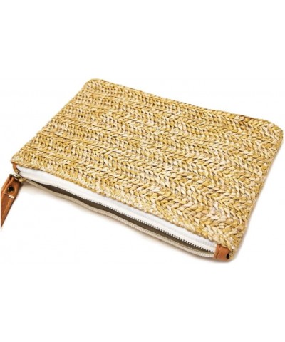 Women Casual Straw Clutch Bag Beach Purse Phone Bags Wristlet Handbag Yellow $10.24 Wristlets