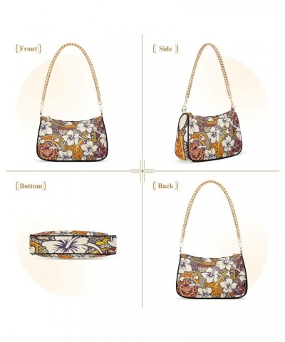 Tropical Hibiscus Flower Tribal Shoulder Bags for Women Small Handbags Mini Clutch Purse $16.19 Shoulder Bags