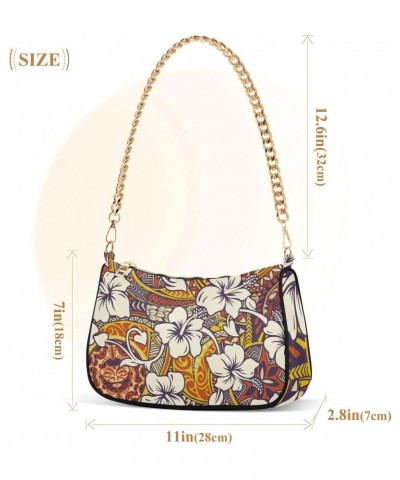 Tropical Hibiscus Flower Tribal Shoulder Bags for Women Small Handbags Mini Clutch Purse $16.19 Shoulder Bags