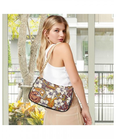 Tropical Hibiscus Flower Tribal Shoulder Bags for Women Small Handbags Mini Clutch Purse $16.19 Shoulder Bags