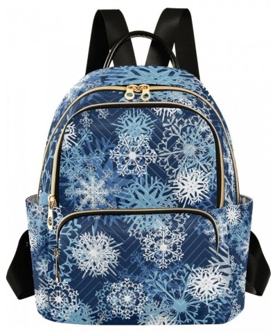 Christmas Women Backpack Snowflake Fantasy Blue Anti-Theft Travel Backpack with Luggage Belt Durable Lightweight Handbag Lady...