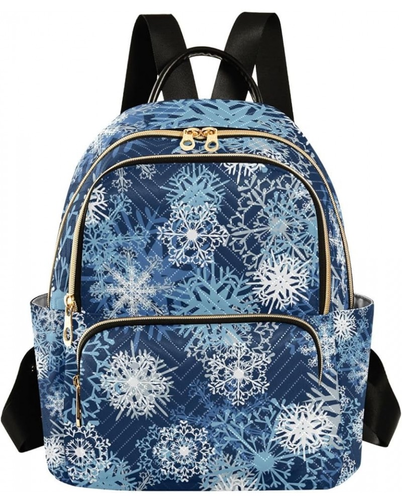 Christmas Women Backpack Snowflake Fantasy Blue Anti-Theft Travel Backpack with Luggage Belt Durable Lightweight Handbag Lady...