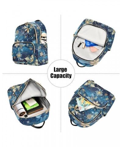 Vintage Tarot Moon Witch Hands Quilted Backpack Ladies Backpack Small Travel Purse Christmas Snowflake Blue Small $19.88 Back...