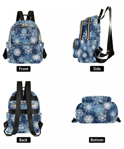 Christmas Women Backpack Snowflake Fantasy Blue Anti-Theft Travel Backpack with Luggage Belt Durable Lightweight Handbag Lady...