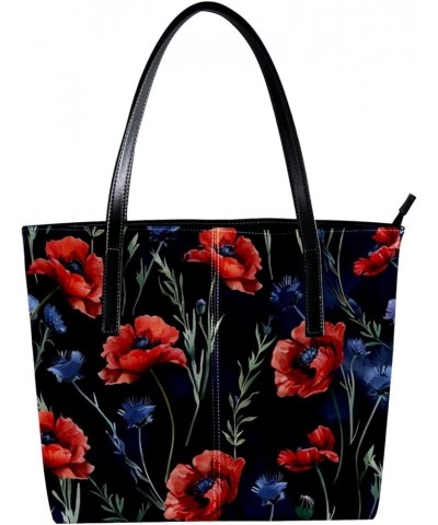 Tote Bags, Vegan Leather Large Tote Bag, Women's Tote Handbags, Pastorable Flower Cartoon Floral Spring, Tote Bag for Work Pa...