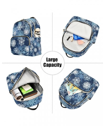 Christmas Women Backpack Snowflake Fantasy Blue Anti-Theft Travel Backpack with Luggage Belt Durable Lightweight Handbag Lady...