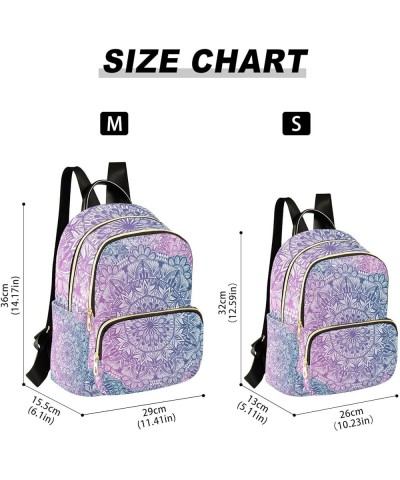 Women Backpack Ethnic Purple Blue Mandala Flower Durable Travel Backpack Lightweight Handbag Lady Purse Roomy Double Zipper W...