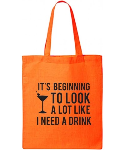 It's Beginning To Look A Lot Like Cotton Canvas Tote Bag Orange $8.61 Totes