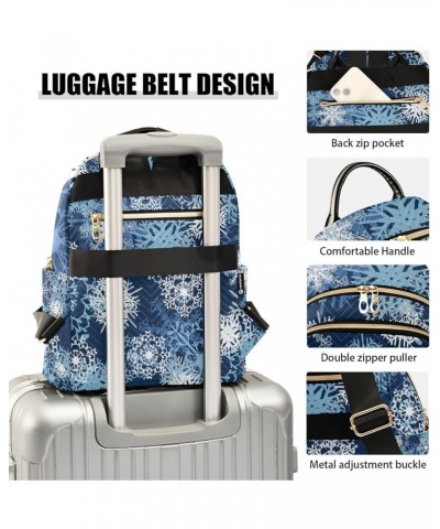 Christmas Women Backpack Snowflake Fantasy Blue Anti-Theft Travel Backpack with Luggage Belt Durable Lightweight Handbag Lady...