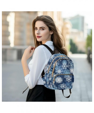 Christmas Women Backpack Snowflake Fantasy Blue Anti-Theft Travel Backpack with Luggage Belt Durable Lightweight Handbag Lady...