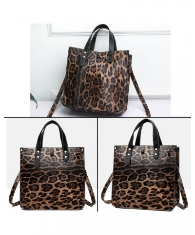 Women Handbags and Purse Animal-print Leather Shoulder Bag Satchel Handbag Ladies Tote Bag for Work 2Pcs Set Brown $15.11 Hob...