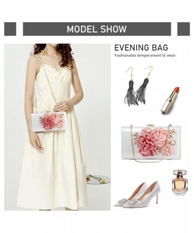 Womens Elegant Flowers Evening Bags Wedding Clutch Purse Floral Bride Wedding Clutch Shoulder Handbags White $27.04 Evening Bags