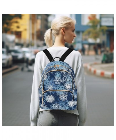 Christmas Women Backpack Snowflake Fantasy Blue Anti-Theft Travel Backpack with Luggage Belt Durable Lightweight Handbag Lady...