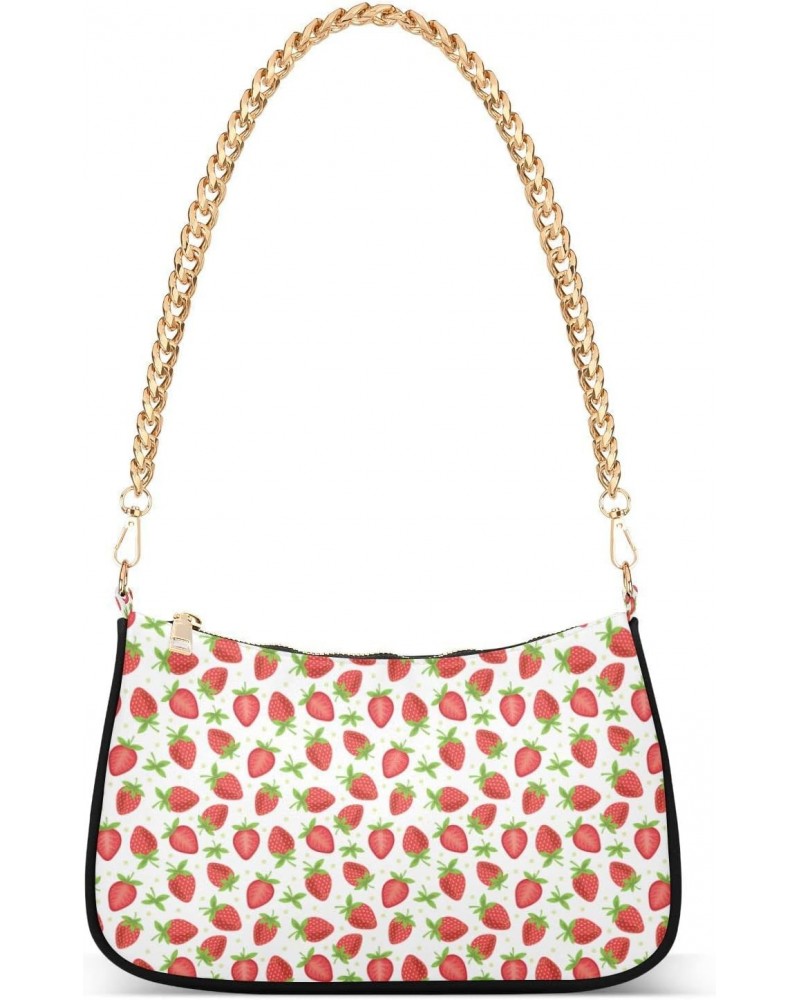 Fruits Strawberry Crossbody Bag for Women Trendy Roomy Purses Shoulder Bag with Chain Strap Multi Pocket Clutch Bag for Walki...