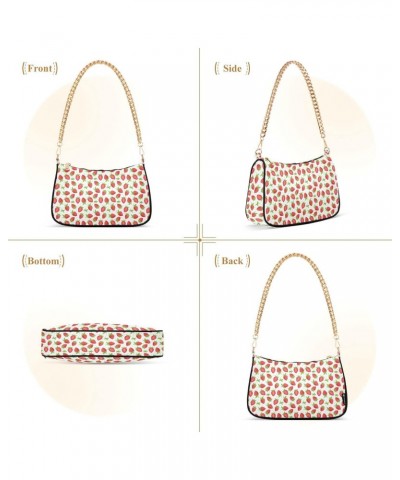 Fruits Strawberry Crossbody Bag for Women Trendy Roomy Purses Shoulder Bag with Chain Strap Multi Pocket Clutch Bag for Walki...