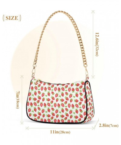 Fruits Strawberry Crossbody Bag for Women Trendy Roomy Purses Shoulder Bag with Chain Strap Multi Pocket Clutch Bag for Walki...