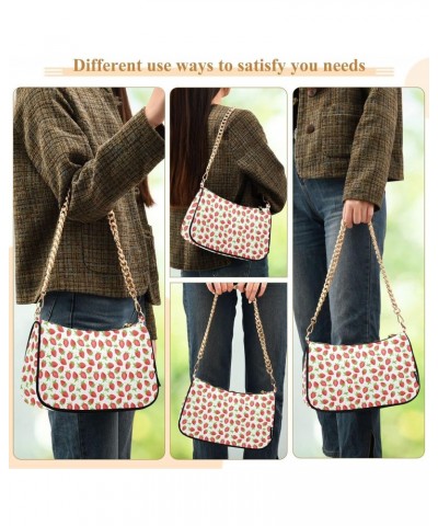 Fruits Strawberry Crossbody Bag for Women Trendy Roomy Purses Shoulder Bag with Chain Strap Multi Pocket Clutch Bag for Walki...