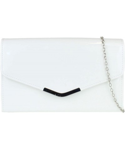 Womens Glossy Plain Clutch Bag White $31.19 Evening Bags