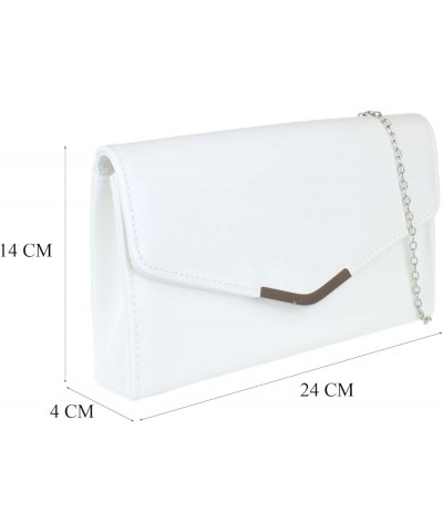 Womens Glossy Plain Clutch Bag White $31.19 Evening Bags