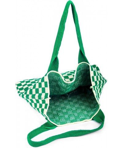 Crochet Tote Bag for Women Large Capacity Shoulder Bag Handbags Knitting Hobo Bag Aesthetic Handmade Weaving Green $13.62 Totes