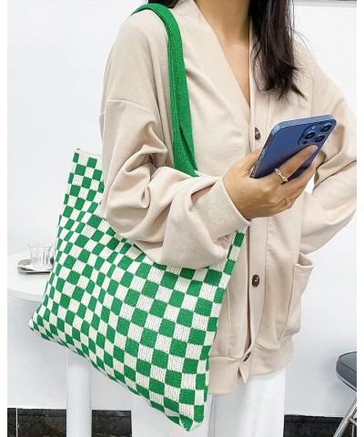 Crochet Tote Bag for Women Large Capacity Shoulder Bag Handbags Knitting Hobo Bag Aesthetic Handmade Weaving Green $13.62 Totes