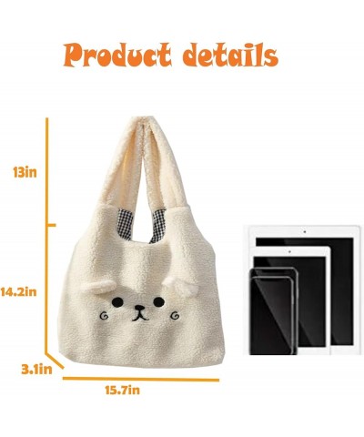 Cute Bear Shoulder Bag Soft Plush Hobo Tote Handbag for Women Girls Purse Shopping Bag Beiger(dimples Bear) $13.70 Totes