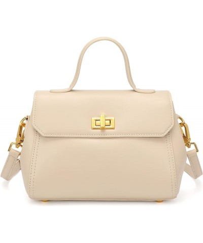 Women Vintage Leather Satchel Adjustable Strap Handbag Detachable Handle Cross Body Shoulder Bag Off-white $33.14 Satchels